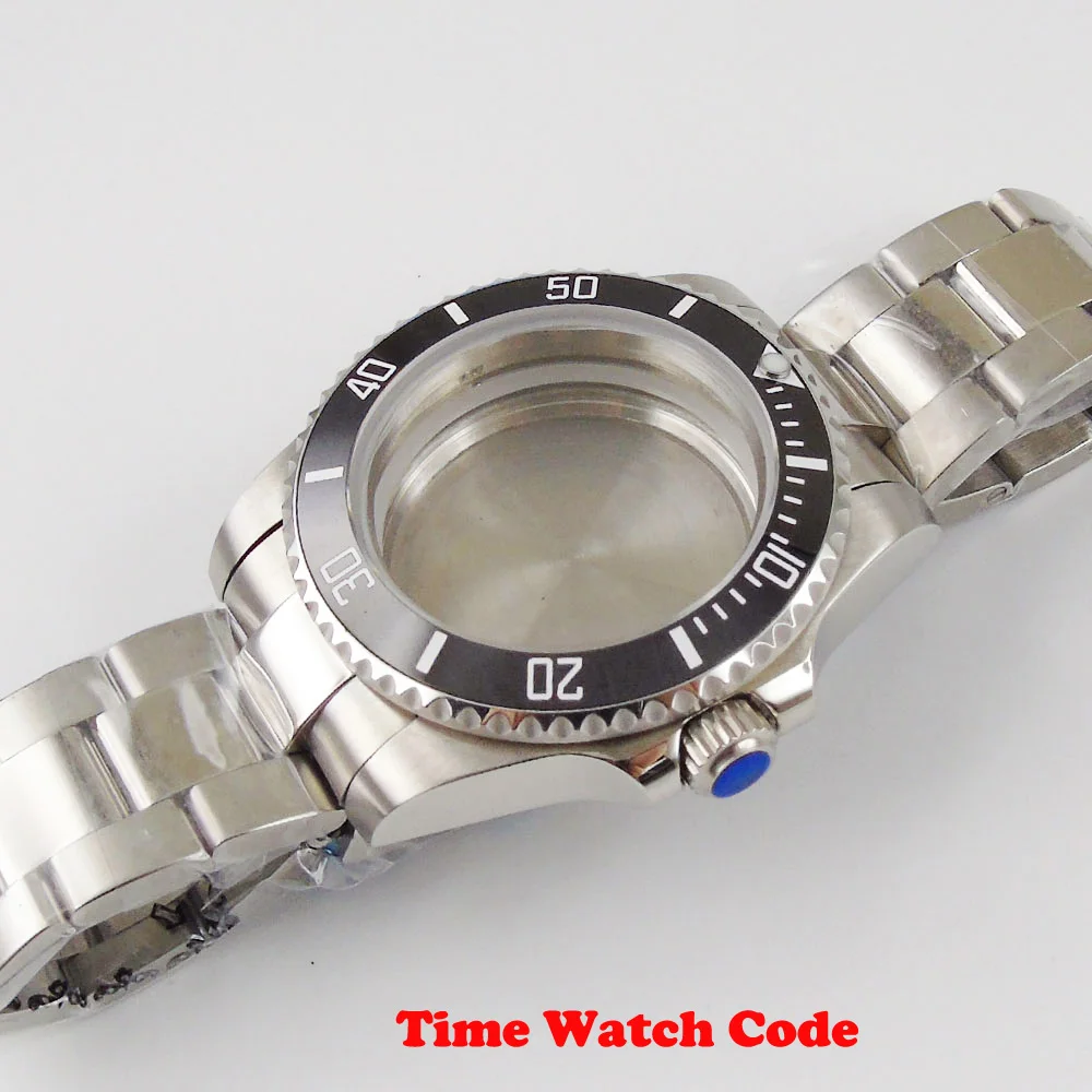 40mm Men's Wristwatch Case parts fit for NH35 NH36 movement with oyster bracelet sapphire glass black ceramic bezel insert | Наручные
