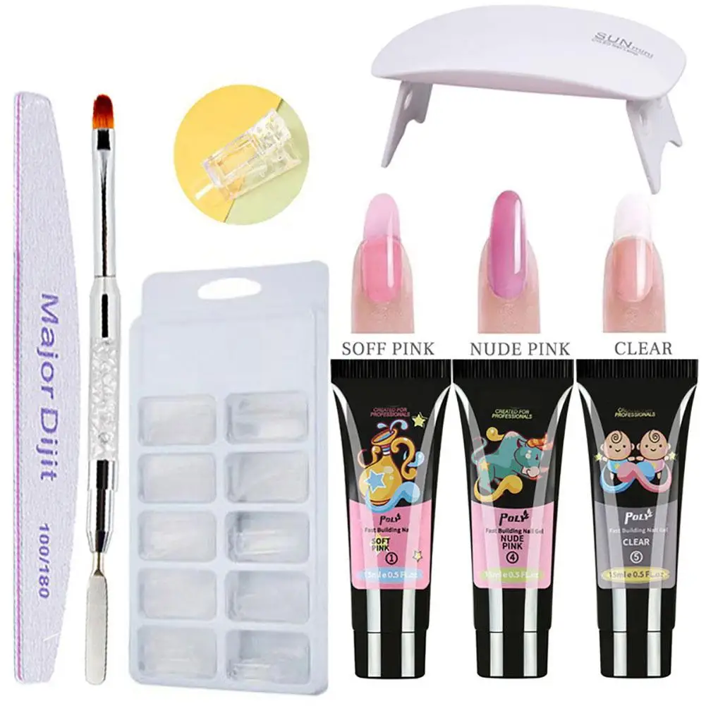 Nail Art Builder Gel Poly Long Lasting Quick Dry Manicure Tool Kits UV LED LAMP Electric Nail Drill Manicure Sets Nail Art Tools