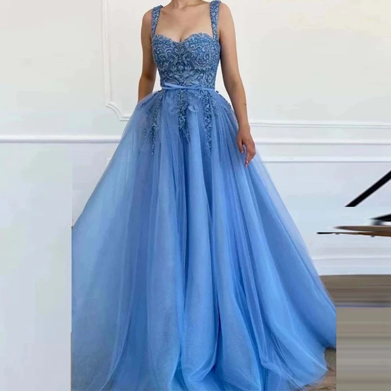 

Шифоновое вечернее платье до пола, с квадратным вырезом и шлейфом