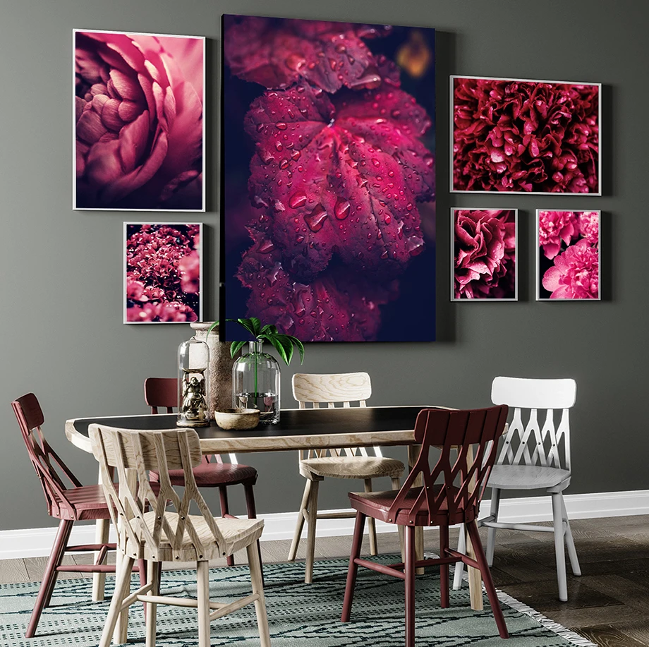 

Peony Rose Flower Canvas Nordic Poster Botanical Scandinavian Style Print Wall Art Painting Decoration Picture for Living Room