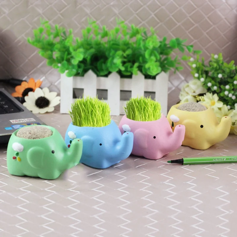DIY кукла с длинной травой в горшке украшение для дома зеленое растение пара коров