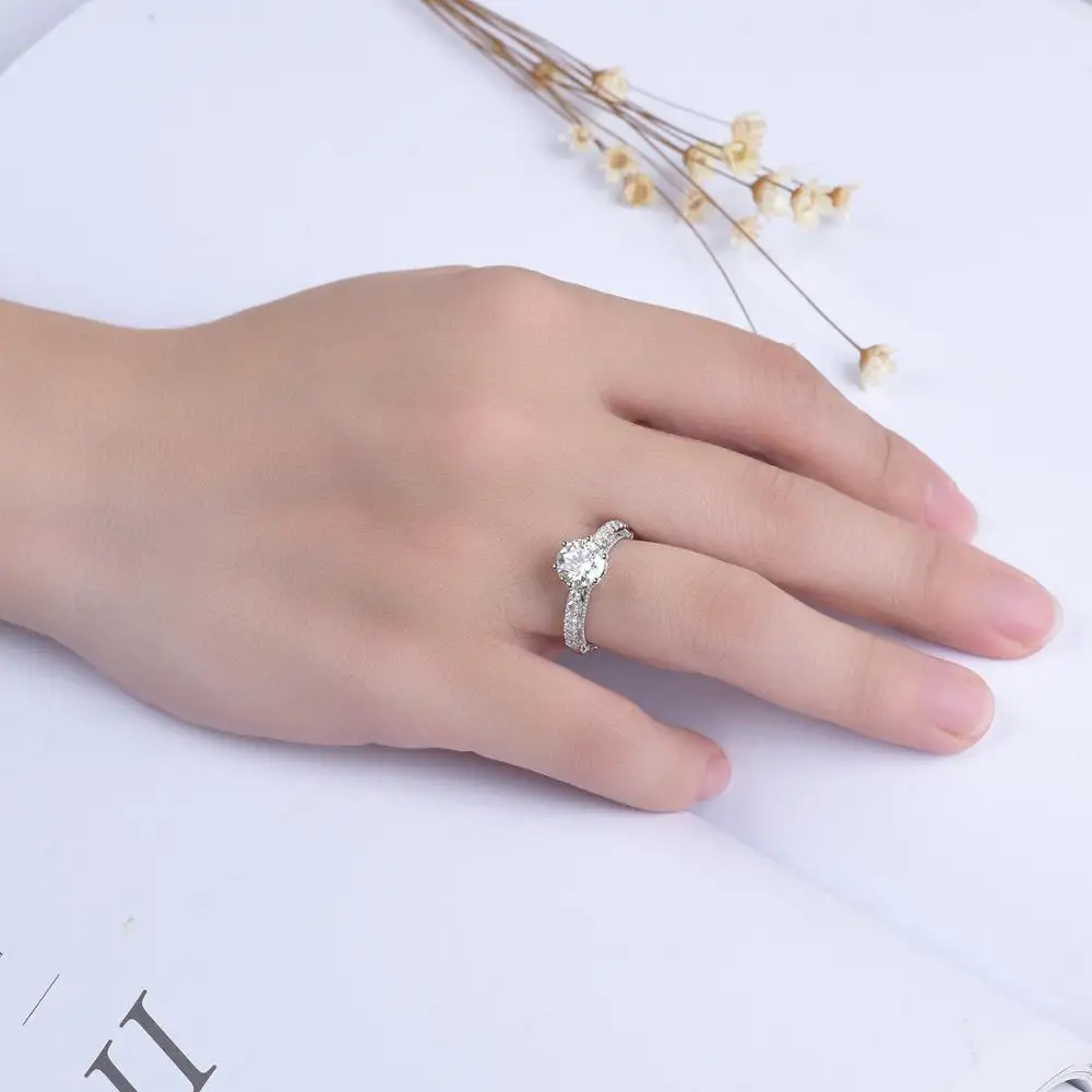 DovEggs Новое поступление Винтаж однотонные S925 стерлингового серебра центр 1.5ct 7 5mm