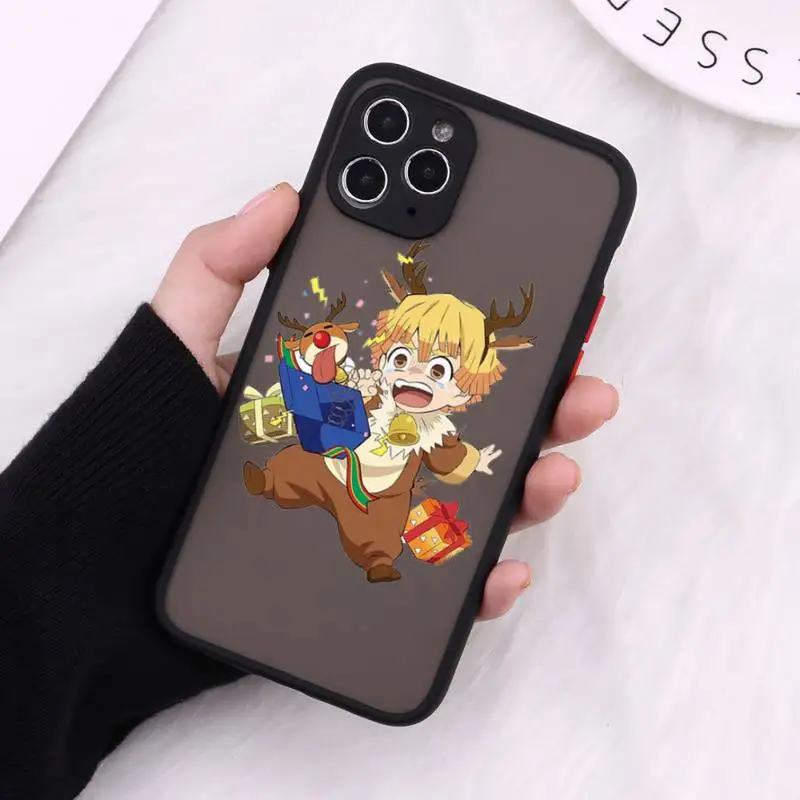 

Christmas Demon Slayer Phone Cases Matte Transparent For iPhone 12 Mini 11 Pro XR XS Max 7 8 Plus