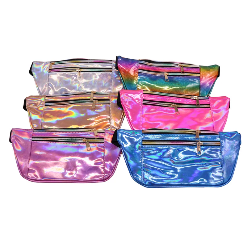 

60PCS / LOT Women Fanny Pack Punk Bag Reflective Laser Shoulder Bag Women's Belt Waist Bag Women Waist Pack