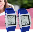 Светодиодсветодиодный часы унисекс, прямоугольные, с двойным дисплеем, светящиеся, спортивные, электронные, наручные часы с пряжкой, прямоугольные, цифровые часы