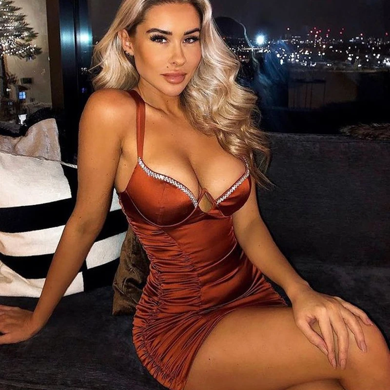 Женское плиссированное платье Avrilyaan коричневое облегающее мини-платье с