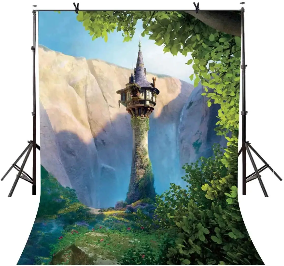 Cartoon Princess Tower Backdrop Fairytale Story Rapunzel Photography Background Baby Shower Children Kids Birthday Party Events