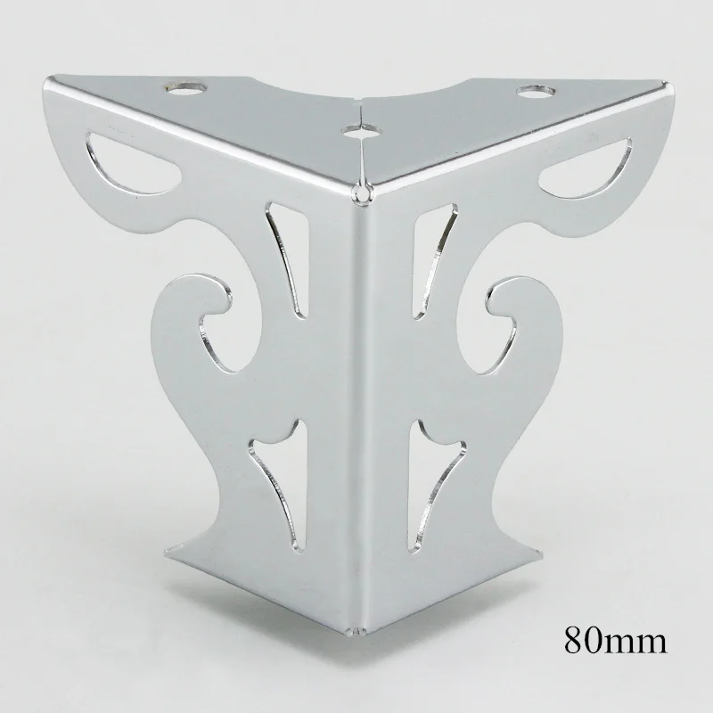 80mm 4 шт. металлические мебельные ножки, полые ножки для дивана, черный узор для ТВ, ножки для шкафа, поддержка мебели, угловые протекторы из металла - Цвет: 80mm