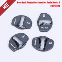 for tesla model 3 2017 2022 carbon fiber style stainless steel door lock protection cover trim