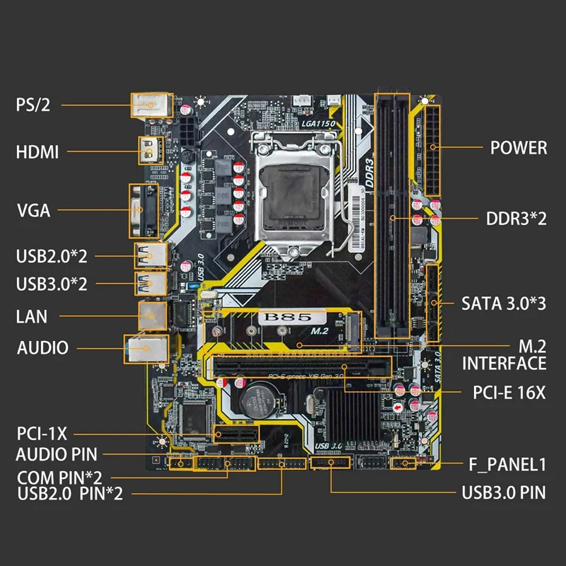 

B85AL Gaming Motherboard D3 16G LGA1155-Pin I3/I5/I7 and Celeron, Pentium Series 4Th Generation/1060/1333/1600MHz