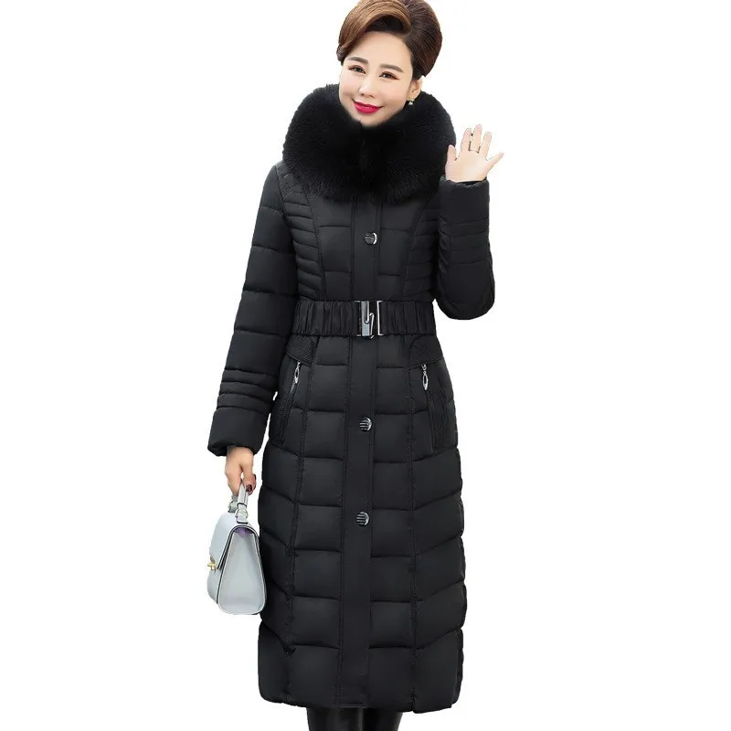 Женская зимняя куртка с капюшоном и меховым воротником размеры до 5XL | одежда