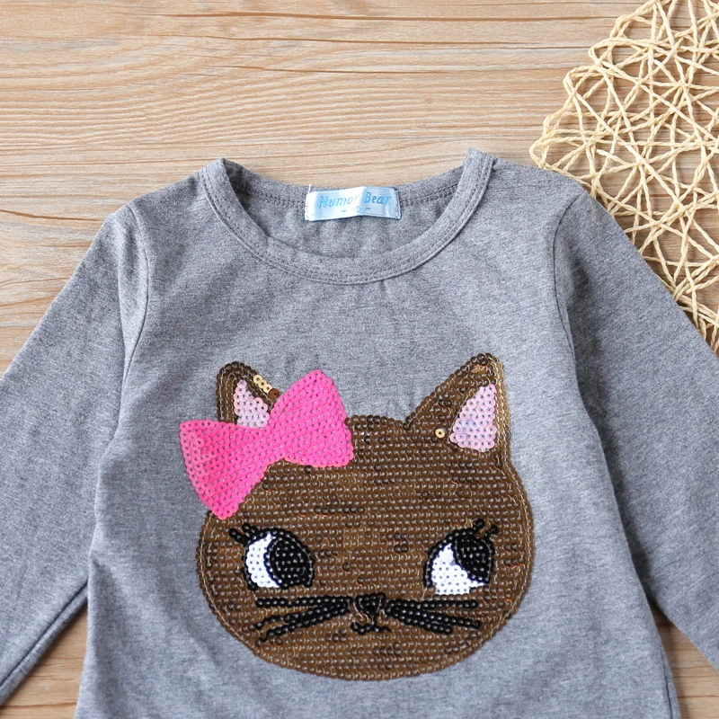 Осенне-весенняя новинка комплект-платье: пуловер с длинными рукавами и принтом