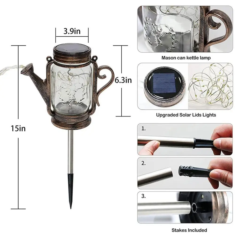 

1 Pc Solar LED Outdoor Garden Light Mason CLamp Lantern Lawn Lamps Sunlight Garden Decor For Balcony Yard Landscape Lights