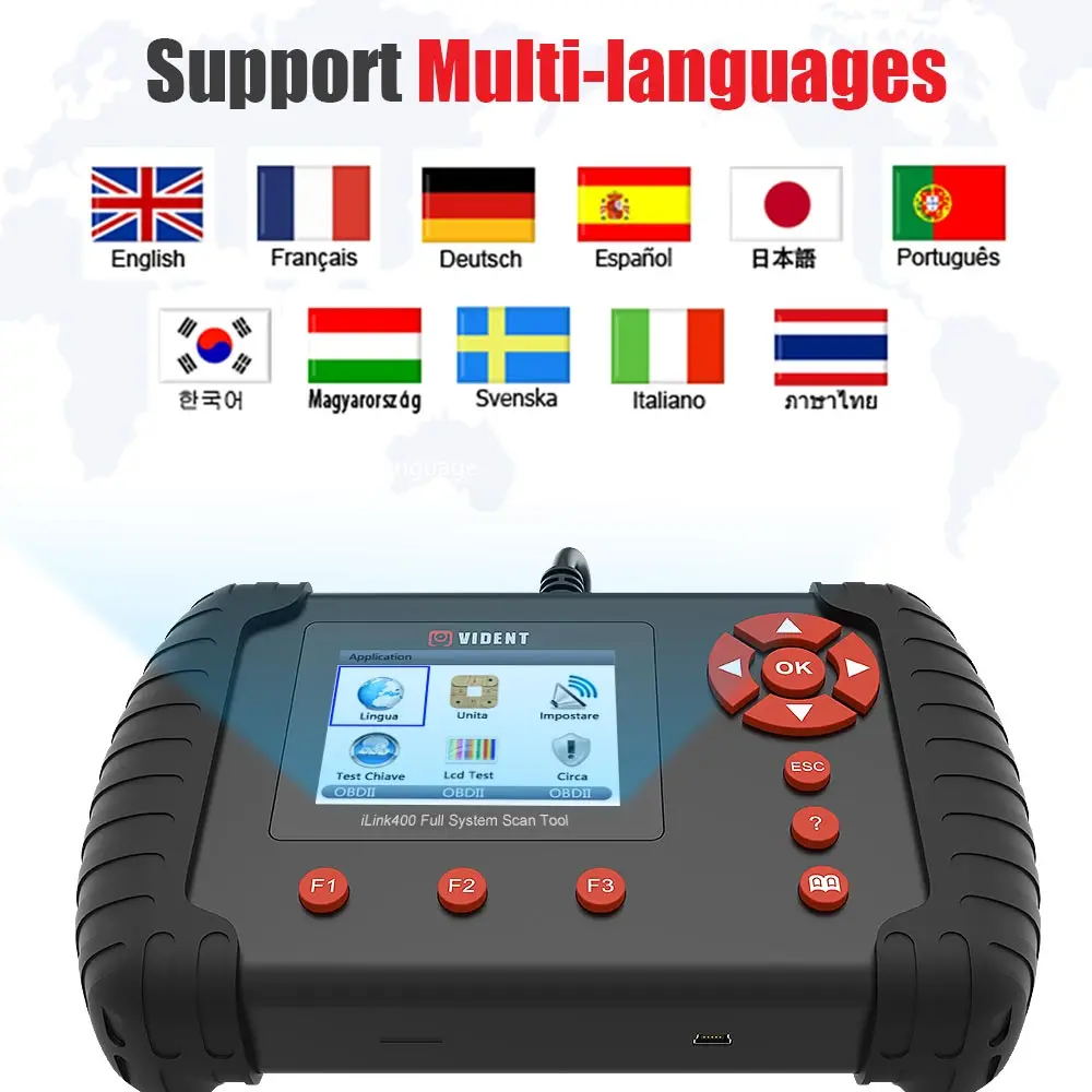 Автомобильный диагностический сканер VIDENT iLink400 OBD2 поддержка ABS/SRS/EPB/DPF