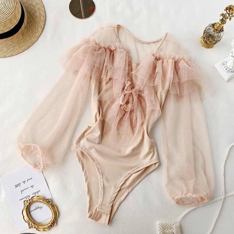 Офисная Женская боди с феей высокоэластичная рубашка длинным рукавом фонариком