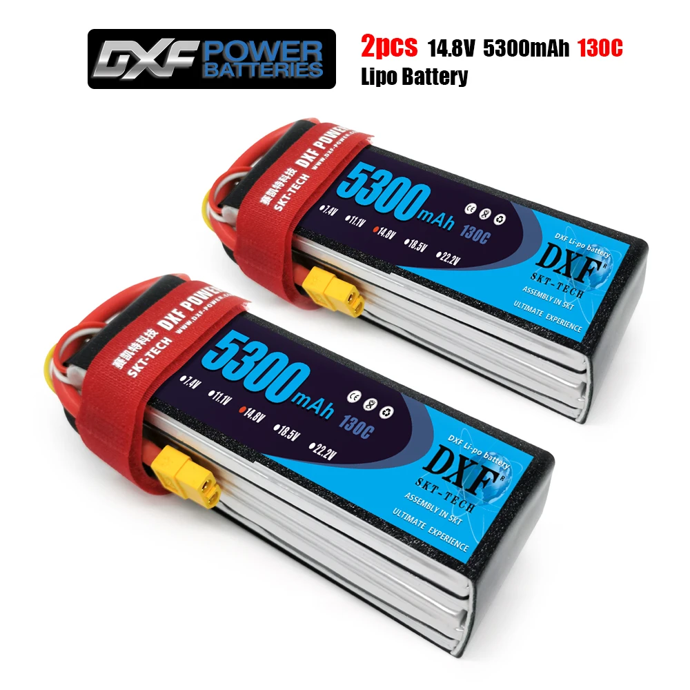 

DXF 4S 14.8V 5300mah 130C-260C Lipo Battery 4S XT60 T Deans XT90 EC5 50C For Racing FPV Drone Airplanes Off-Road Car Boats