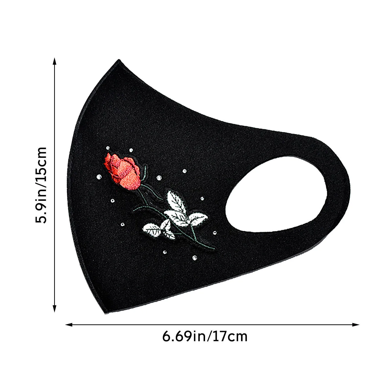 

Women Flower Applique Face Mask Washable Reusable Black Mask Unisex Dustproof Breathable Protective Face Shield Mascarillas