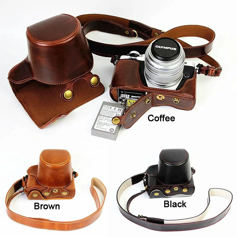 

High Quality Leather Camera Bag case strap For Olympus E-M10/E-M10 Mark II 14-42