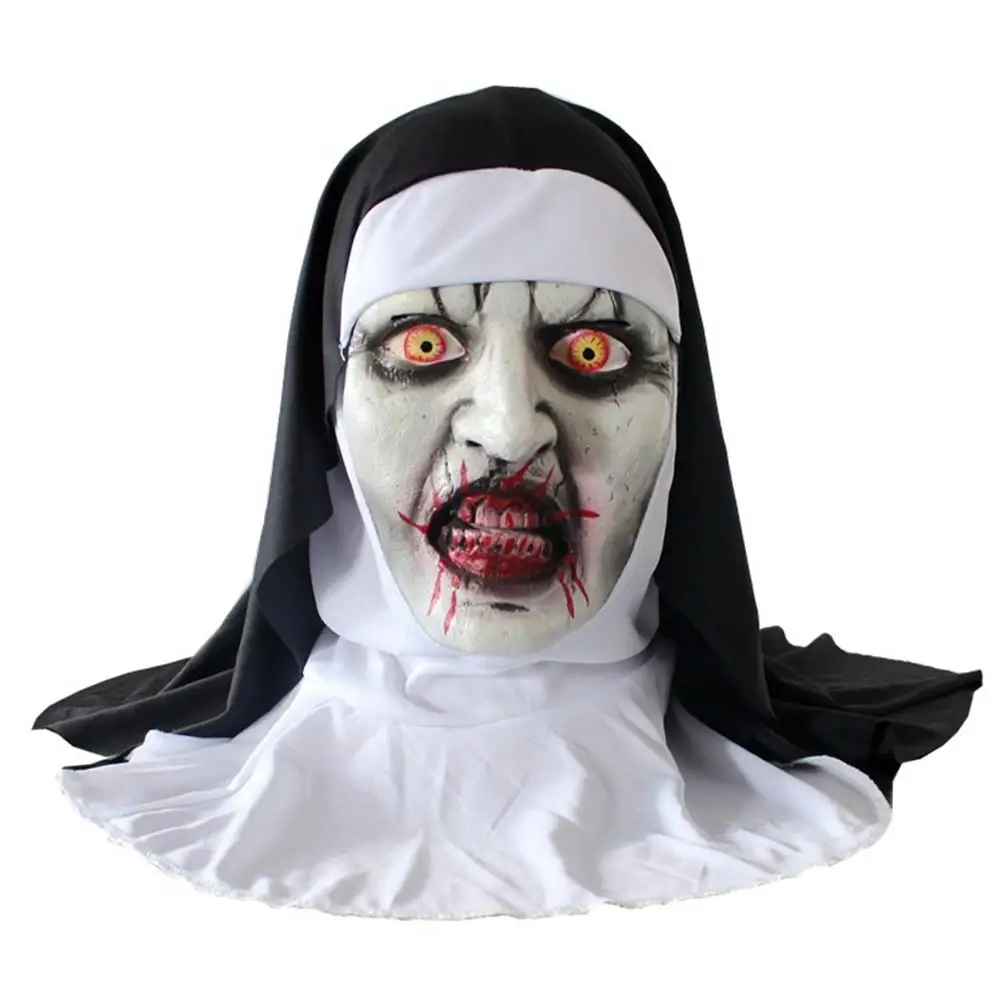 Последняя нунская маска Хэллоуин ужас макияж хитрые гримасы пугать латекс с