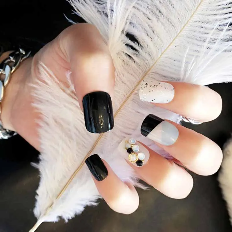 24 шт./кор. с 2 г клеем искусственные Готовые накладные ногти для ногтей украшения