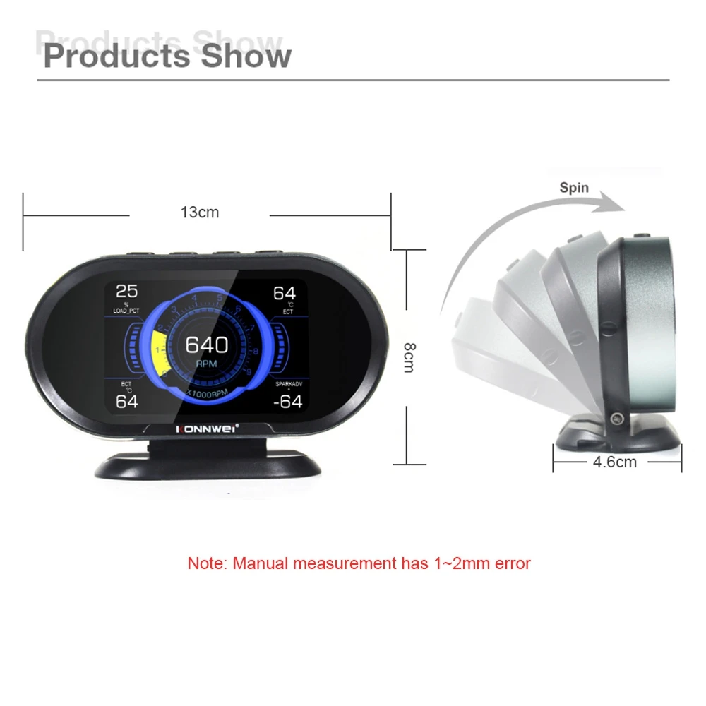 

KONNWE KW206 OBD2 On-Board Computer Auto Car Digital Computer Display OBD 2 Scanner Fuel Consumption Water Temperature Gauge