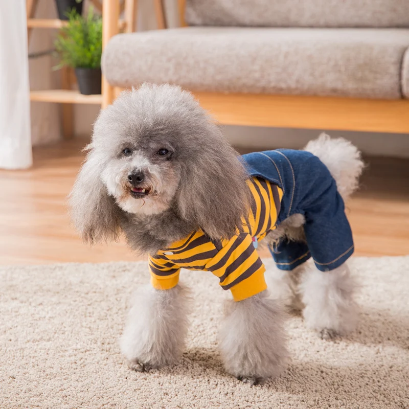 Hipidog модная одежда для собак в полоску зимний теплый мягкий комбинезон Прямая