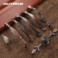 yutoko european style cabinet closet handles rose gold antique luxury drawer pulls alloy kitchen furniture handle hardware