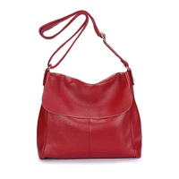 10pcs lot genuine leather portable lychee pattern woman shoulder sling bag handbag big messenger bag