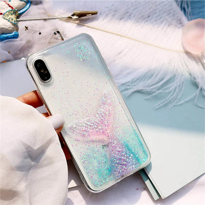 Чехол для xiaomi mi 9 8 lite A1 A2 lite A3 чехол F1 красный mi 7 7A Note 5 6 7 8 Pro милый Блестящий Прозрачный чехол для телефона с изображением русалки