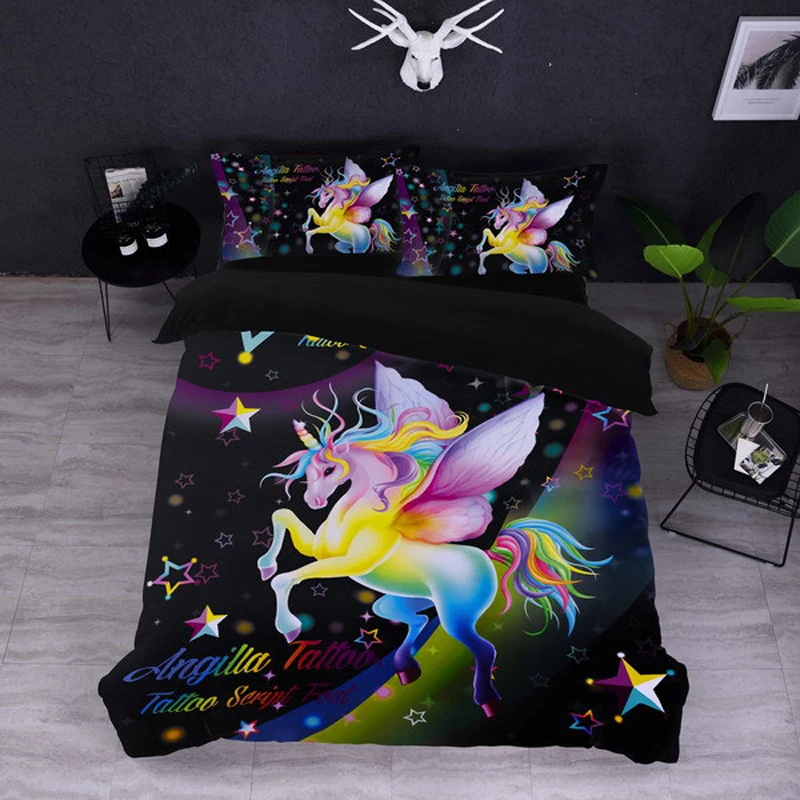 Постельное белье с изображением единорога набор пододеяльников наволочка