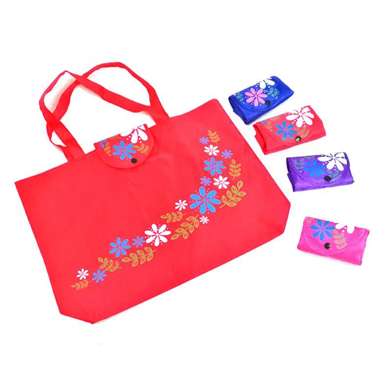 

Practical Reusable Shopping Bag Women Foldable Handbag Polyester Large Capacity Casual Floral Environmental Shopping Bag