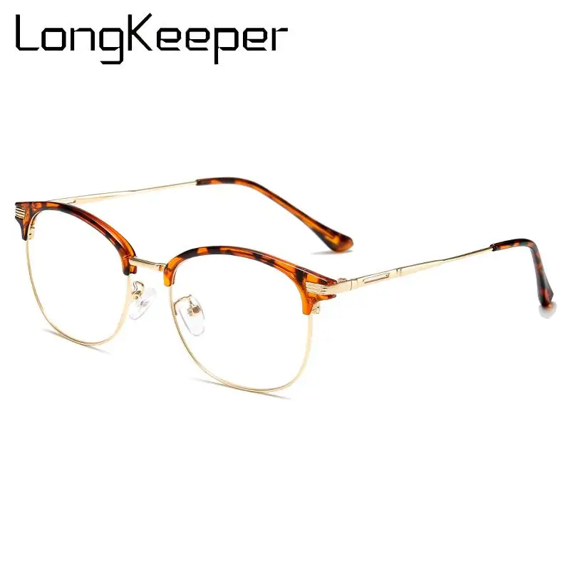 LongKeeper 2020 New Semi-rimless Glasses Frame Men Women Fashion Clear Lens Optical Eyeglasses Male Vintage Metal Spectacles | Аксессуары