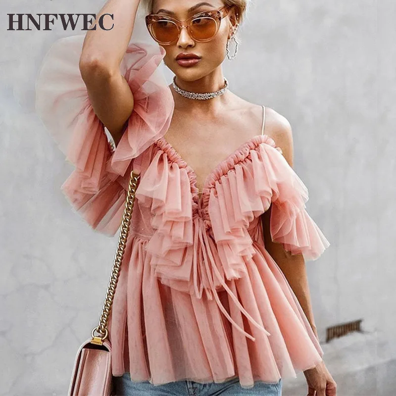 Женская винтажная Блузка с оборками летние блузки рубашки топы открытыми