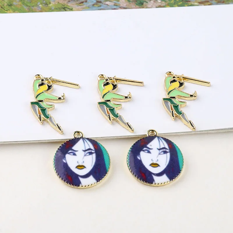 

6pcs Chinese style ancient martial arts woman earrings for women vintage Mulan pendant DIY drop earrings material accessories