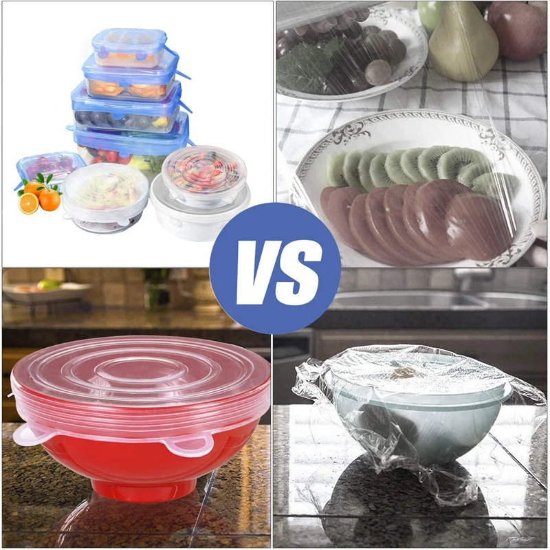 

Silicone Stretch Cover 6 Pieces White Round 6 Pieces Blue Rectangle Reusable Suitable for Different Containers