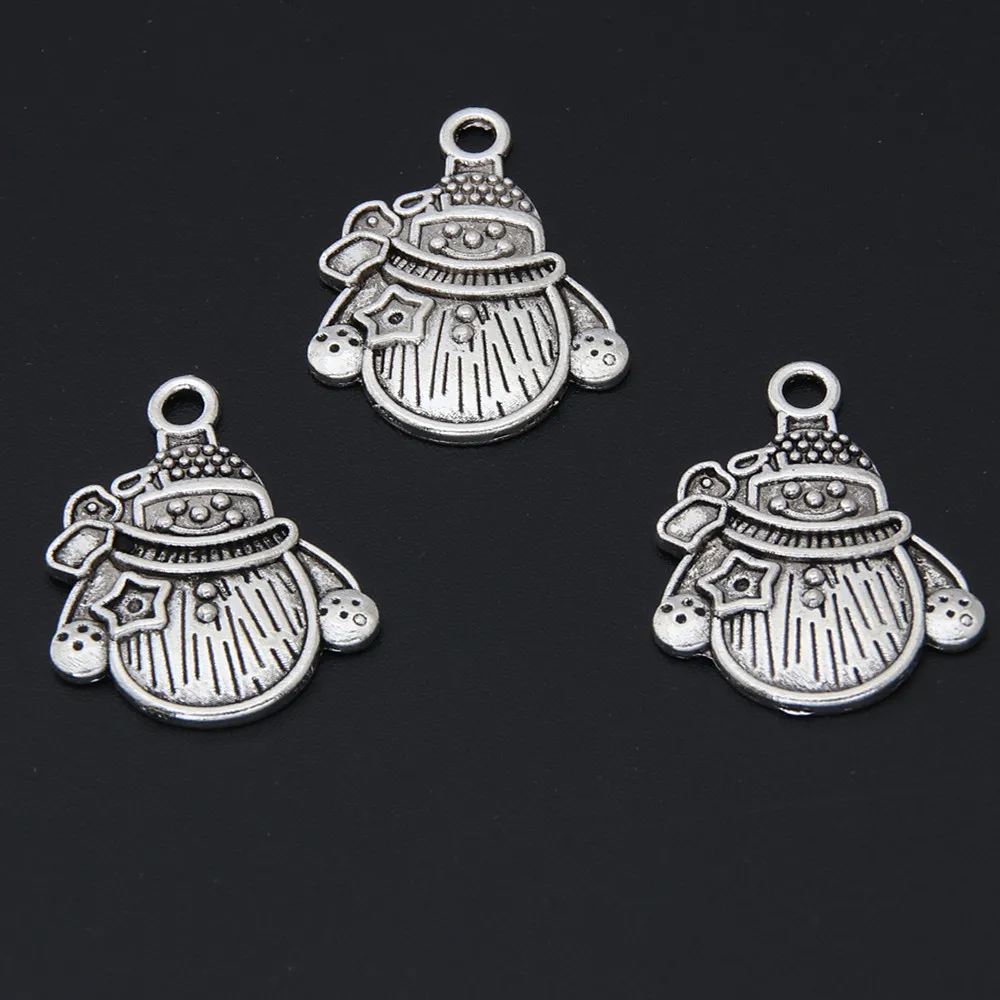 30 шт. серебряный браслет с подвеской в виде снеговика и смайлика A3359 | Украшения