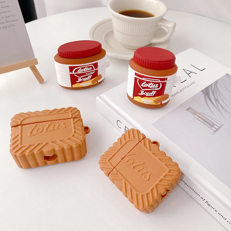Lotus Caramel Biscoff 3D Case For AirPods 1 2 Pro Box Brand Food Biscuit Soft Silicone Wireless Bluetooth Earphone Protect Cover |