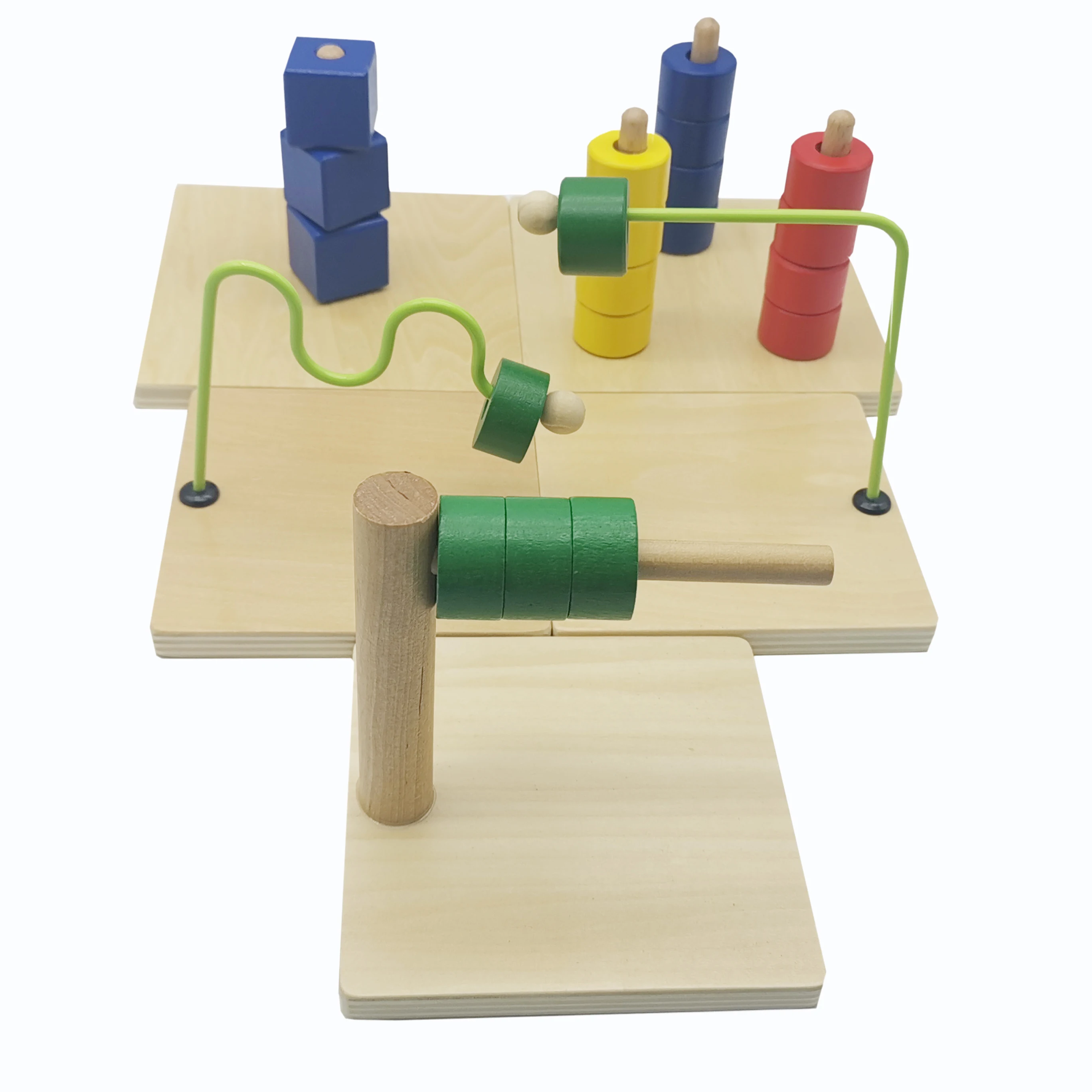 Деревянные игрушки Монтессори для младенцев диски на горизонтальном дюбеле