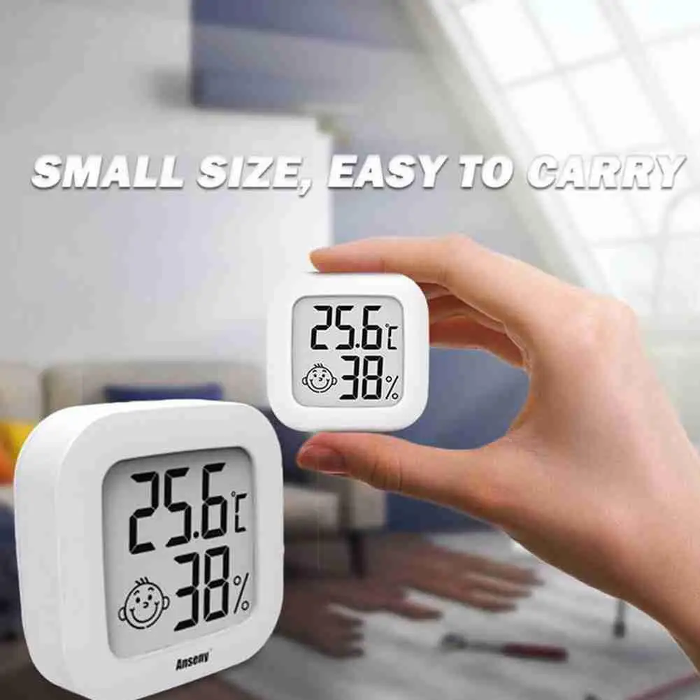 

Термометр для помещений, цифровой измеритель температуры и влажности с ЖК дисплеем, белый/розовый/зеленый цвета, для детской комнаты, 1 шт.