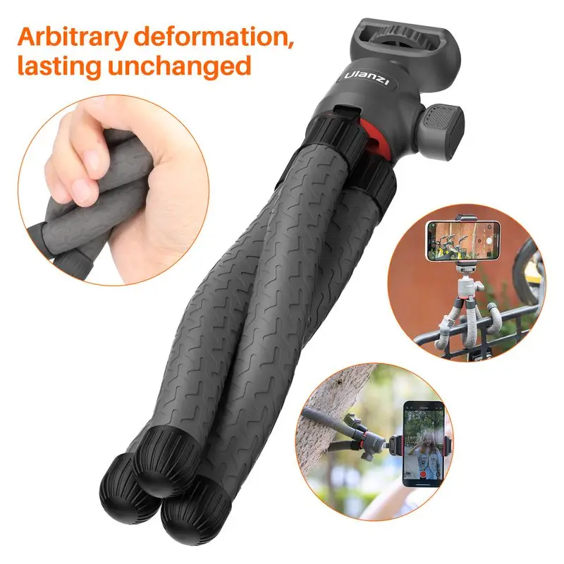 Ulanzi MT-19 Flexible Octopus Tripod for DSLR Smartphone 1/4'' Monopod With Cold Shoe Phone Holder 360° Adjust Ball Head |