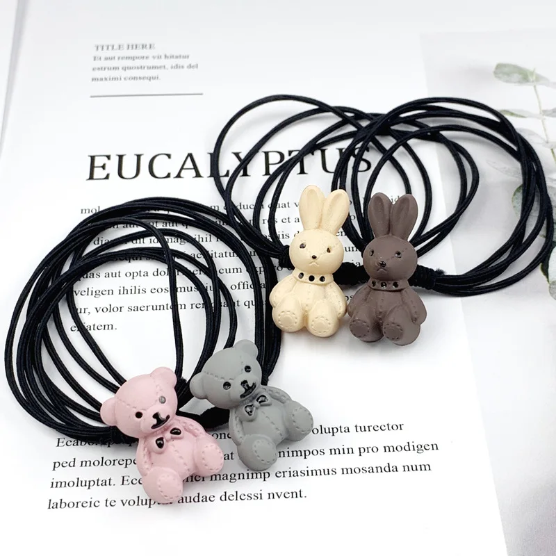 High Quality Animal Matte Elastic Rubber Band Girls Hair Rope Cute Cartoon Bear Rabbit Headbands Kids Children Accessories | Аксессуары