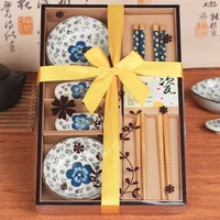 japanese style tableware set chopticks ceramic sushi dishes sashimi soysauce dish packed in gift box 6pcsset