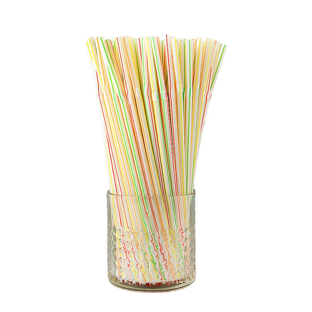 

100 шт. одноразовые соломинки, гибкие пластиковые полосатые разноцветные радужные соломинки для питья, аксессуары для бара