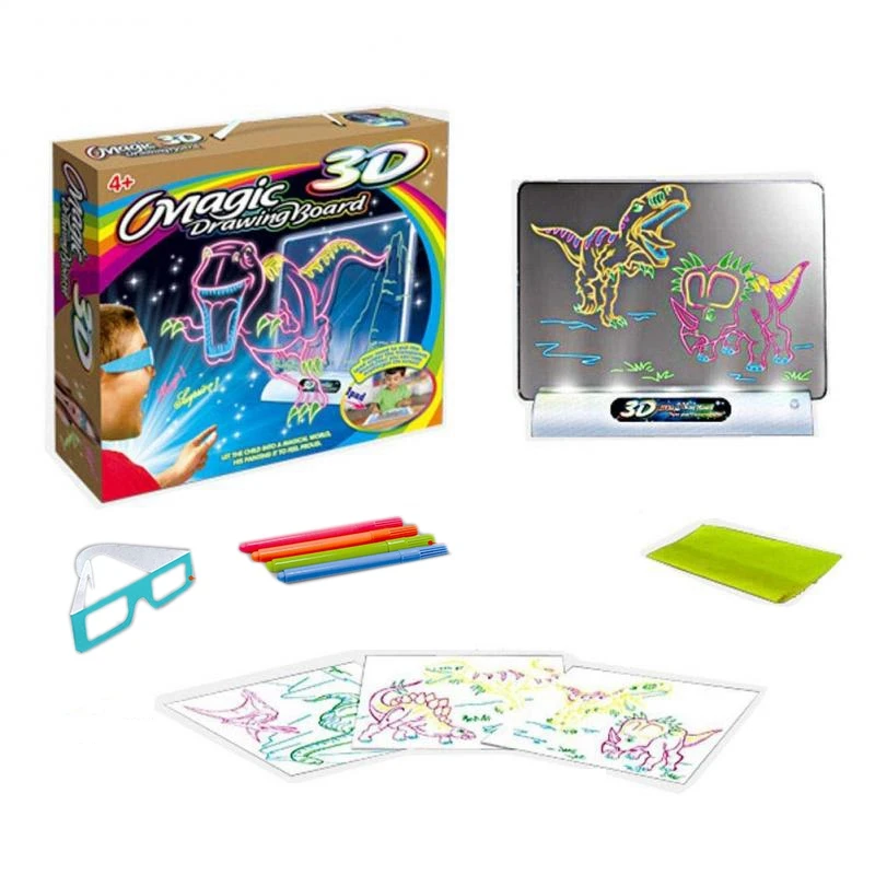 

3D Magic Drawing Board Sketchpad Tablet Light Effects Puzzle Board Creative Kids Gifts LED Lights Glow DIY Art Toys