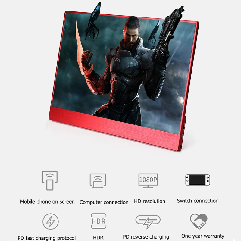 저렴한 모니터 휴대용 터치 스크린 15.6 인치 1080P PC PS4 Xbox 360 IPS HDMI LCD LED, 라즈베리 파이 스위치 노트북 디스플레이