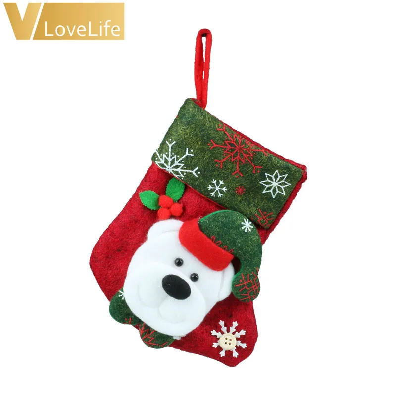 Рождественские чулки носки 2020 прекрасный Санта Клаус Подарочный пакет для - Фото №1