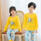 Детские пижамные комплекты 2021, зимняя теплая одежда для маленьких девочек и мальчиков, детская одежда для сна с мультяшным рисунком, хлопковые топы с длинным рукавом и штаны, новинка, 2 шт.