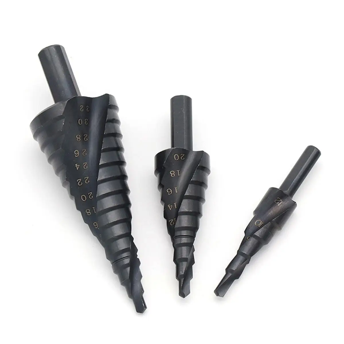 

Doersupp 1pcs/3pcs 4-32mm 4-20mm 4-12mm HSS Cobalt Step Drill Bit Nitrogen Spiral Grooved Hole Cutter