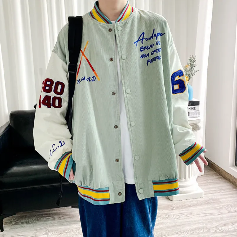 

2021 Autumn new corduroy Baseball pure cotton jacket youth Korean thin section mens clothing anorak Recommend Free shipping
