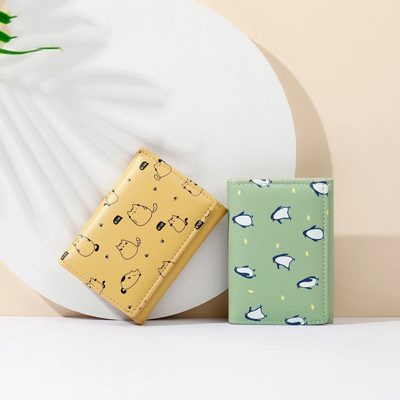 

2020 new arrival ladies wallet multi-card girl student purse fashion three folding short wallet cartoon printing cute coin bag